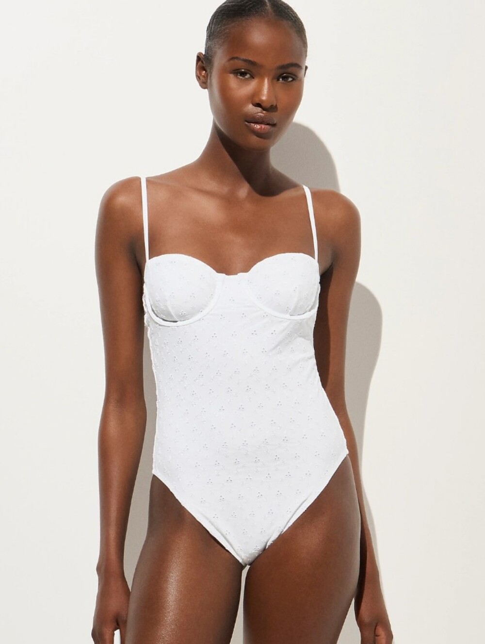 J Crew Balconette eyelet underwire one-piece CS545 Size 8 White